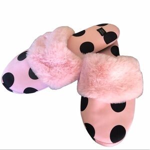 Victoria’s Secret pink black polka dot signature slippers size small